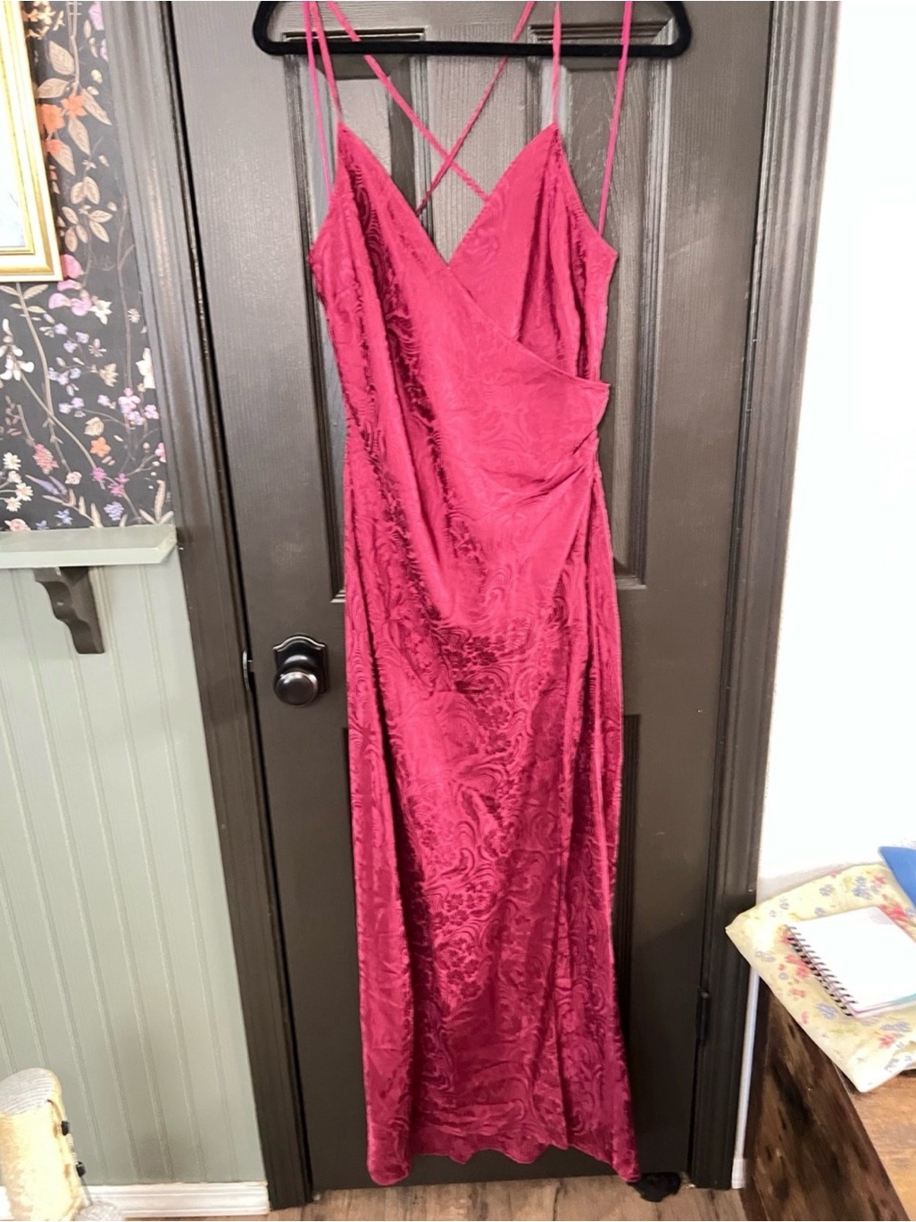 Paige Nwt 100% Silk Asymmetrical Dress In Deep Red